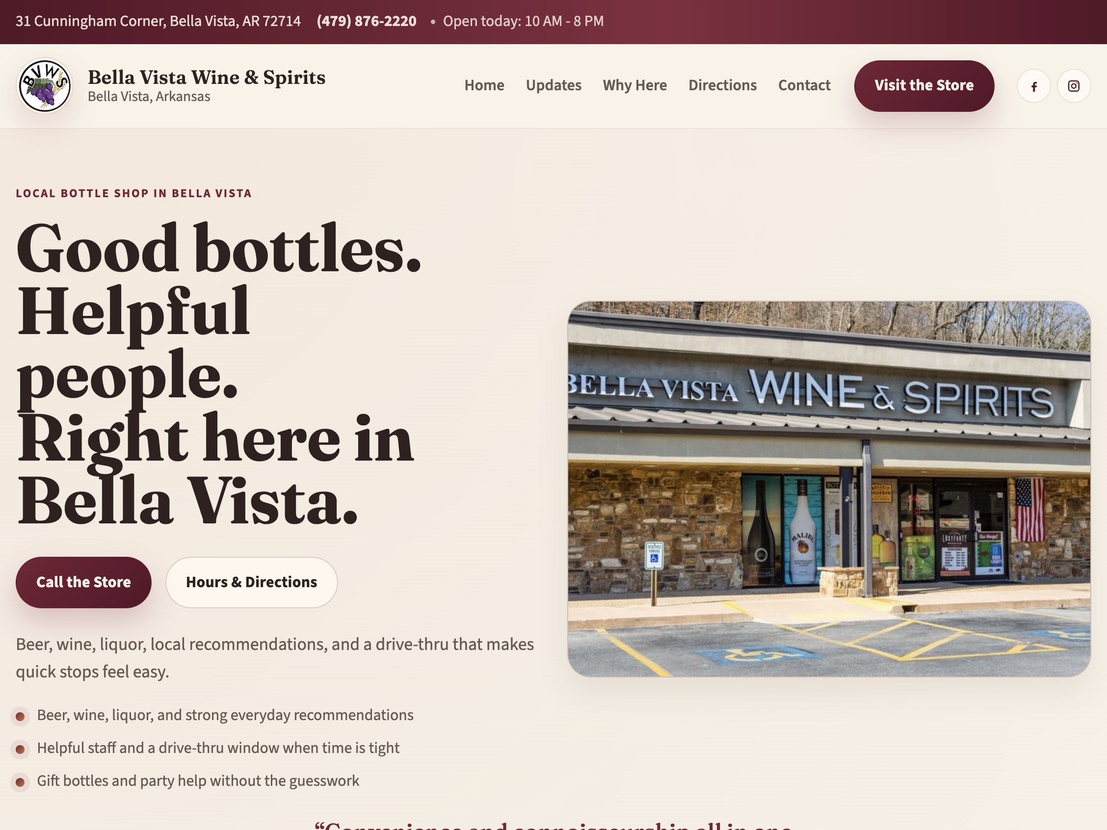 Bella Vista Wine & Spirits website