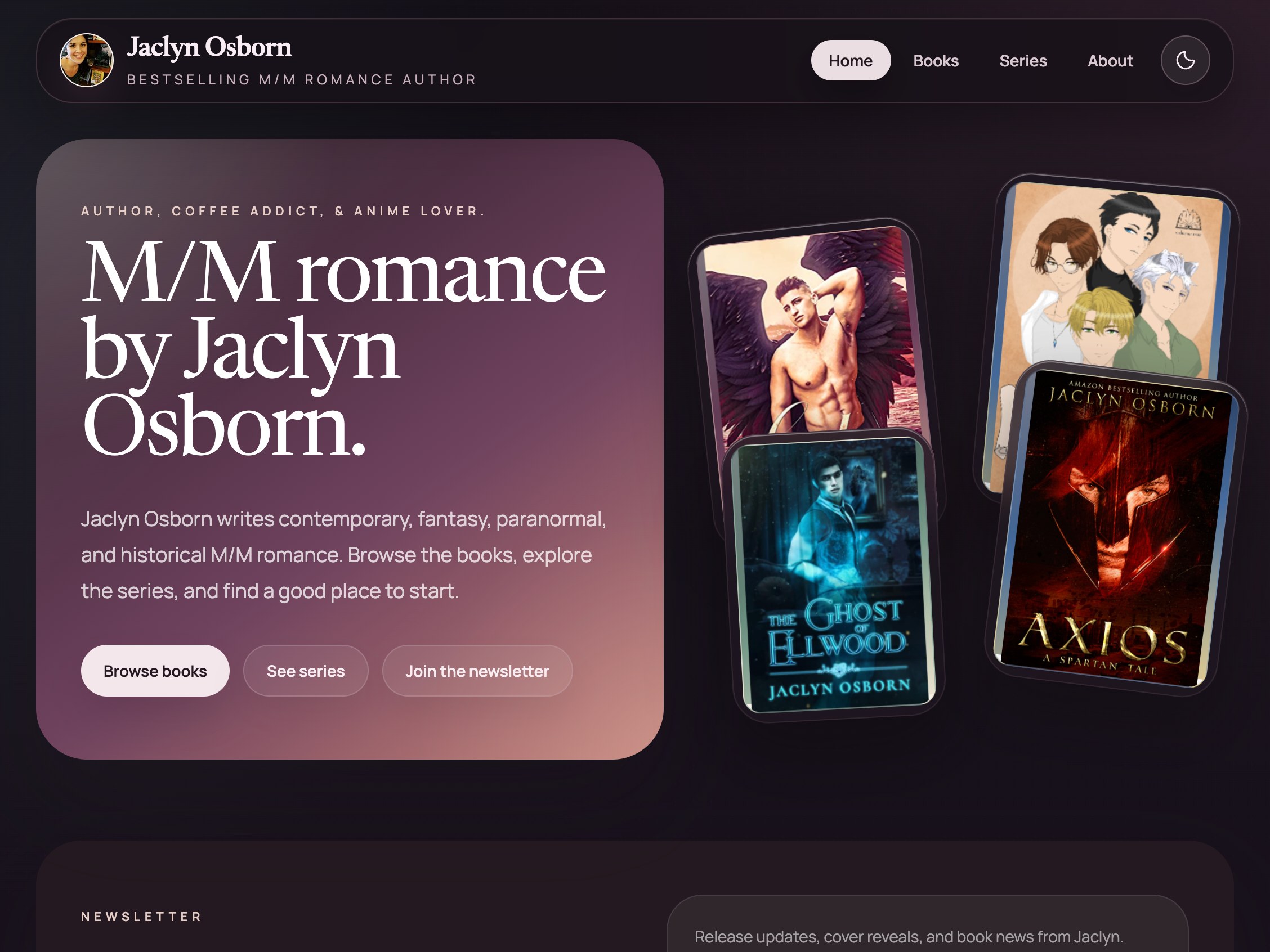 Jaclyn Osborn Author website screenshot